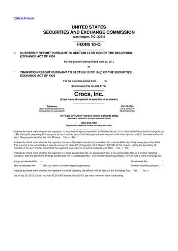 Thumbnail Crocs 10-Q Quarterly Report FY2012 