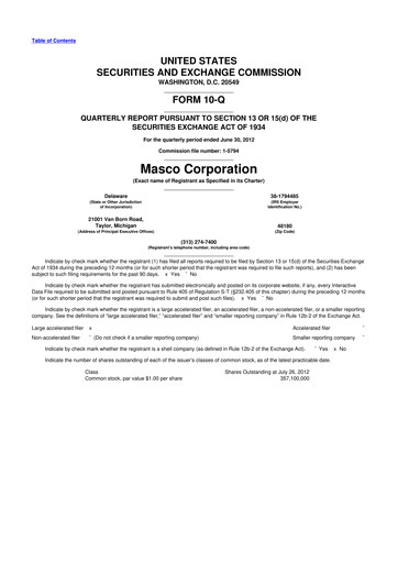 Thumbnail Masco 10-Q Quarterly Report FY2012 