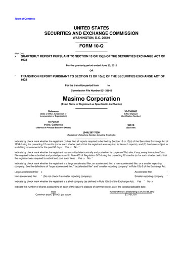 Thumbnail Masimo 10-Q Quarterly Report FY2012 