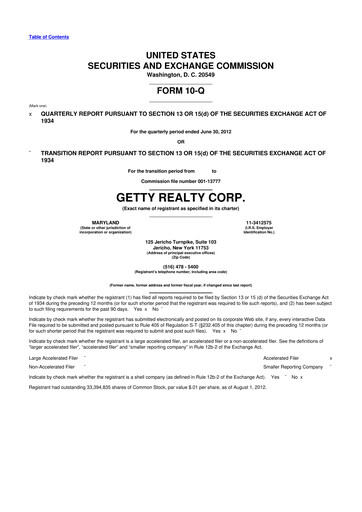 Thumbnail Getty Realty 10-Q Quarterly Report FY 