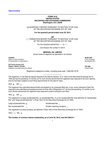 Vorschaubild Imperial Oil
 10-Q Quartalsbericht 2012 