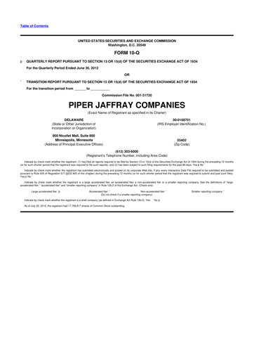 Thumbnail Piper Sandler
 10-Q Quarterly Report FY2012 