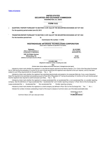 Thumbnail Wabtec 10-Q Quarterly Report FY2012 