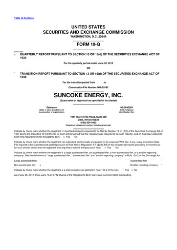 Thumbnail SunCoke Energy
 10-Q Quarterly Report FY2012 