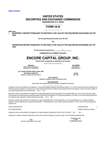 Thumbnail Encore Capital Group 10-Q Quarterly Report FY2012 
