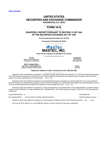 Thumbnail MasTec 10-Q Quarterly Report FY2012 