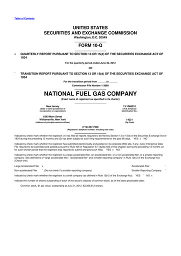 Thumbnail National Fuel Gas
 10-Q Quarterly Report FY2012 