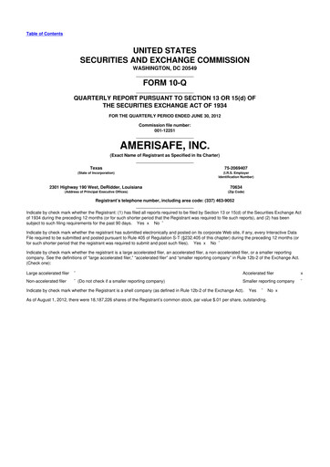Thumbnail AMERISAFE 10-Q Quarterly Report FY2012 