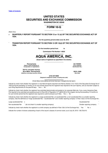 Thumbnail Essential Utilities
 10-Q Quarterly Report FY2012 