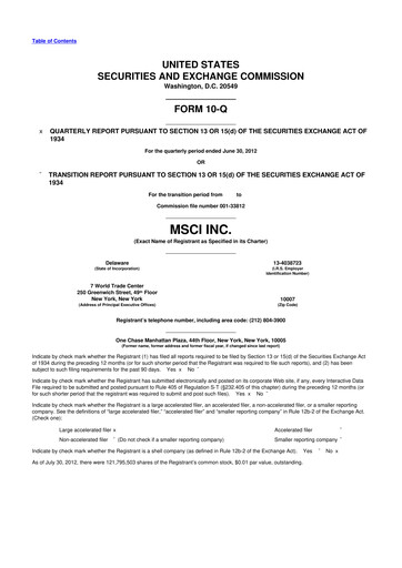 Thumbnail MSCI 10-Q Quarterly Report FY2012 