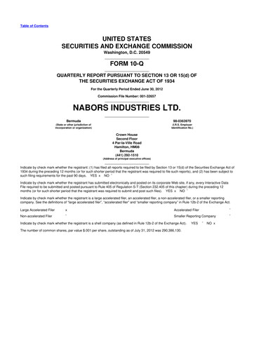 Vorschaubild Nabors Industries
 10-Q Quartalsbericht 2012 