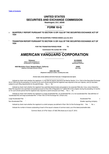 Thumbnail American Vanguard 10-Q Quarterly Report FY 