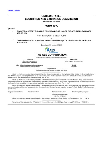 Thumbnail AES 10-Q Quarterly Report FY2012 