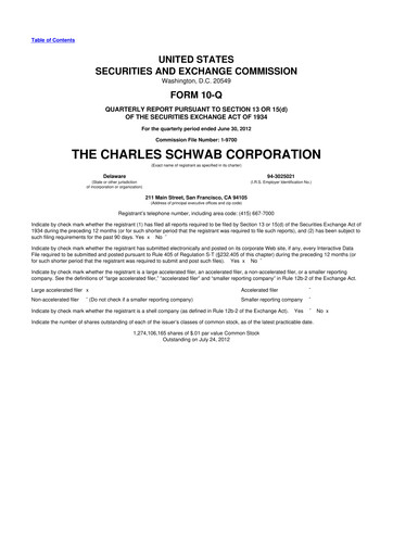Thumbnail Charles Schwab 10-Q Quarterly Report FY2012 