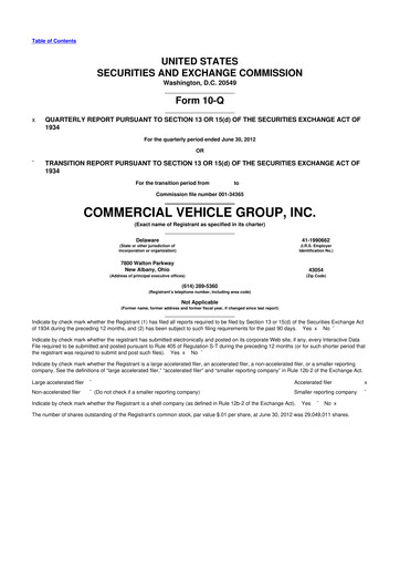 Miniature Commercial Vehicle Group (CVG) 10-Q Rapport trimestriel 2012 