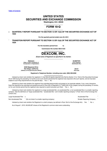 Thumbnail DexCom 10-Q Quarterly Report FY2012 