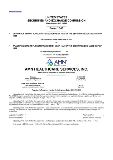 Thumbnail AMN Healthcare Services 10-Q Quarterly Report FY2012 