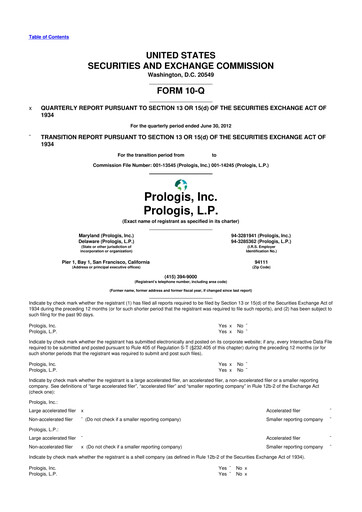Thumbnail Prologis 10-Q Quarterly Report FY2012 