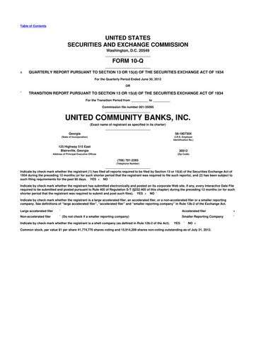 Thumbnail United Community Bank 10-Q Quarterly Report FY 