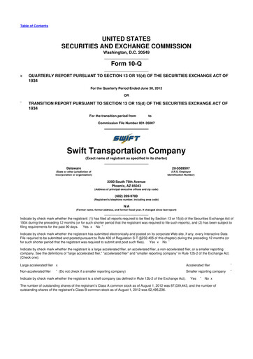 Thumbnail Knight-Swift Transportation
 10-Q Quarterly Report FY2012 