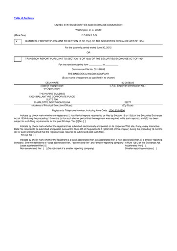 Thumbnail BWX Technologies
 10-Q Quarterly Report FY2012 