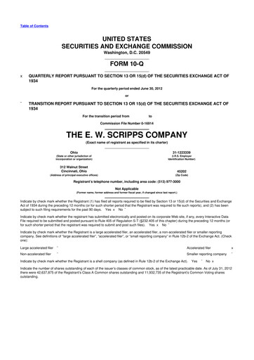 Thumbnail E. W. Scripps Company
 10-Q Quarterly Report FY2012 