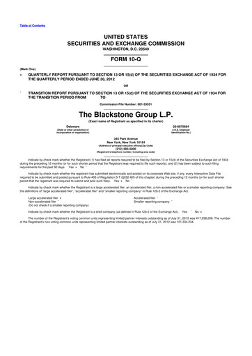 Thumbnail Blackstone Group 10-Q Quarterly Report FY2012 