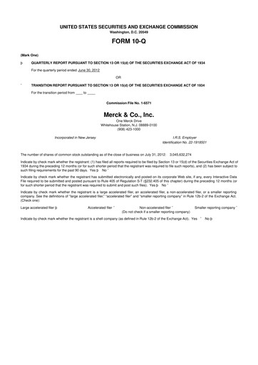 Thumbnail Merck 10-Q Quarterly Report FY2012 