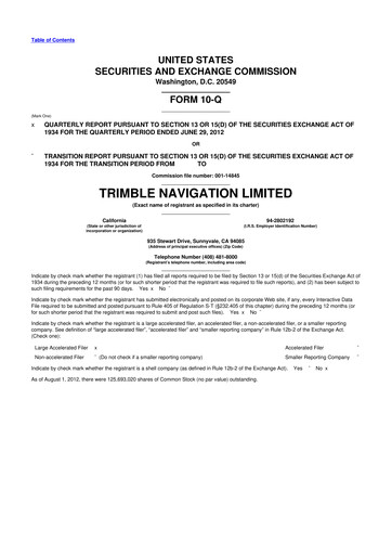 Thumbnail Trimble 10-Q Quarterly Report FY2012 