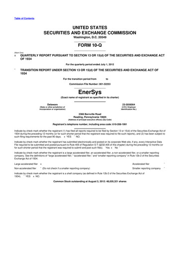 Thumbnail EnerSys 10-Q Quarterly Report FY 