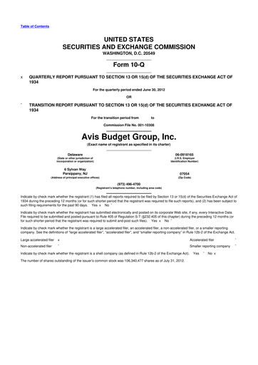 Thumbnail Avis Budget Group
 10-Q Quarterly Report FY2012 