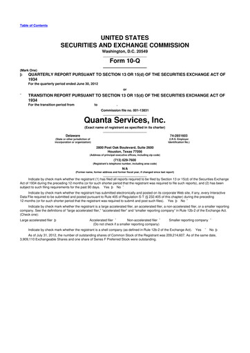 Thumbnail Quanta Services
 10-Q Quarterly Report FY2012 