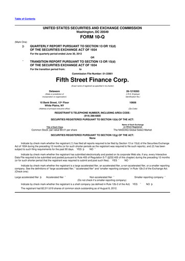 Thumbnail Oaktree Specialty Lending Corporation 10-Q Quarterly Report FY 