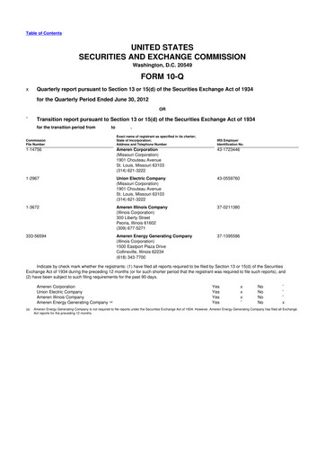 Thumbnail Ameren
 10-Q Quarterly Report FY 