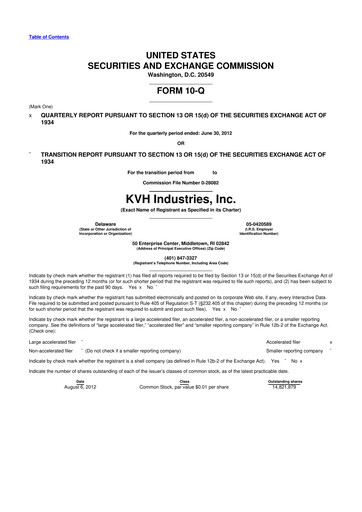 Thumbnail KVH Industries
 10-Q Quarterly Report FY2012 