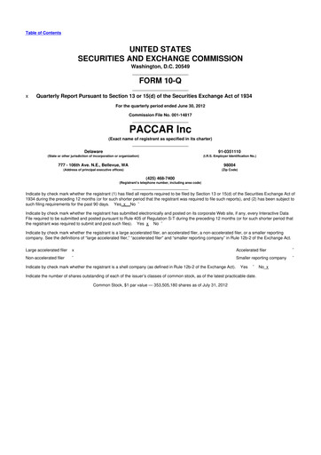 Thumbnail Paccar 10-Q Quarterly Report FY2012 