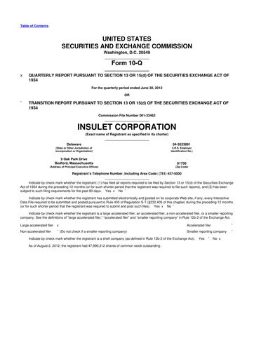 Thumbnail Insulet 10-Q Quarterly Report FY2012 