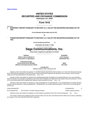 Thumbnail Saga Communications 10-Q Quarterly Report FY2012 