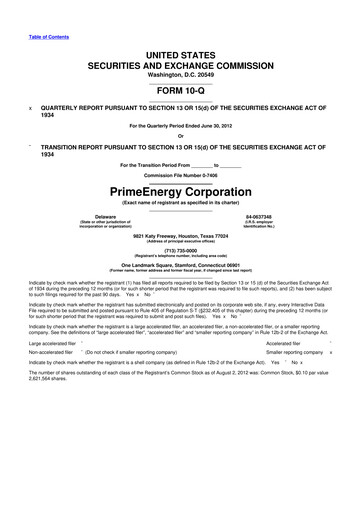 Thumbnail PrimeEnergy Resources 10-Q Quarterly Report FY2012 