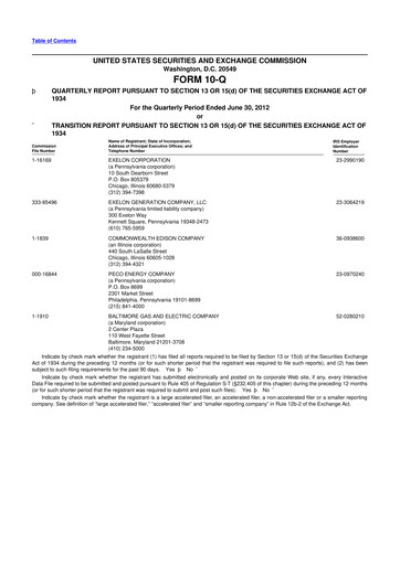 Thumbnail Exelon Corporation 10-Q Quarterly Report FY2012 