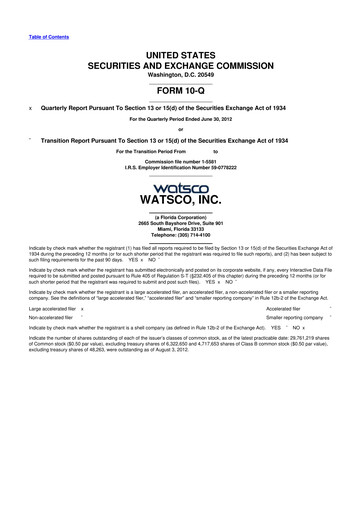 Thumbnail Watsco
 10-Q Quarterly Report FY2012 