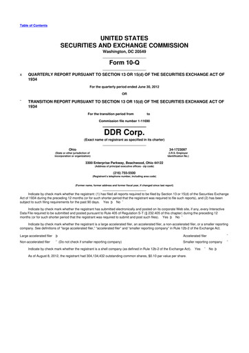 Thumbnail SITE Centers
 10-Q Quarterly Report FY2012 
