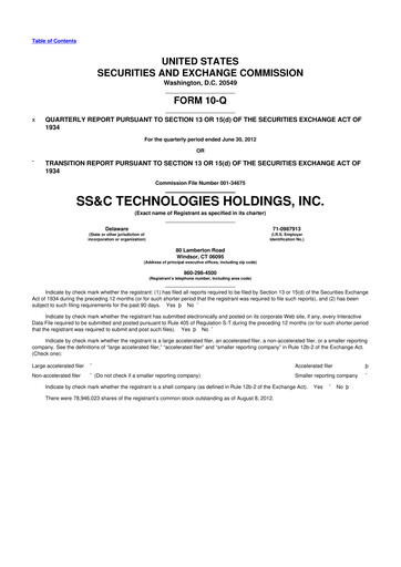 Thumbnail SS&C Technologies
 10-Q Quarterly Report FY 