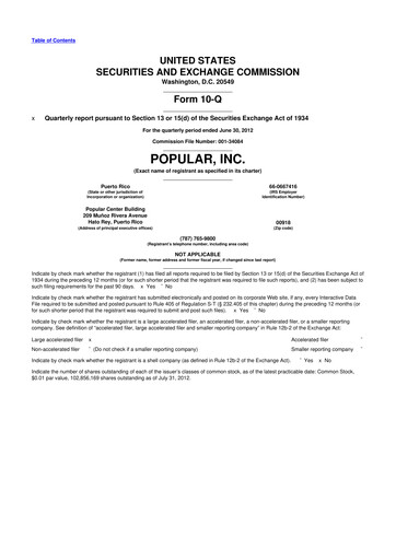 Thumbnail Popular, Inc. (Banco Popular de Puerto Rico) 10-Q Quarterly Report FY2012 