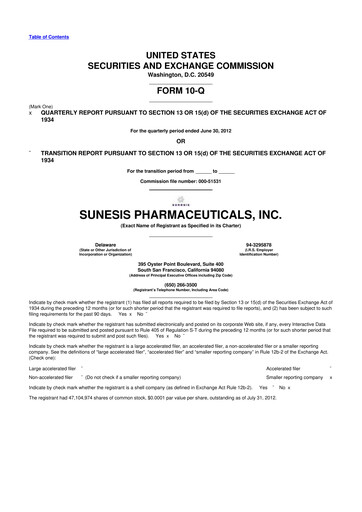 Vorschaubild Viracta Therapeutics 10-Q Quartalsbericht 2012 