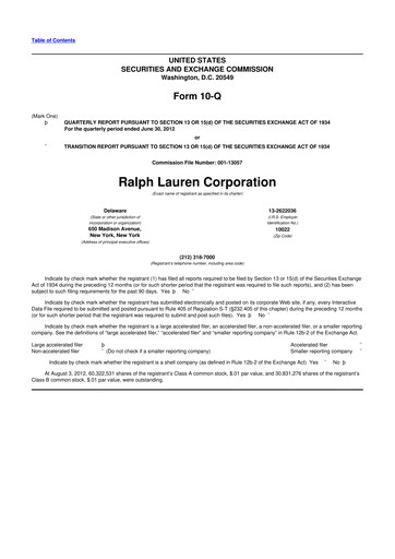 Thumbnail Ralph Lauren 10-Q Quarterly Report FY2013 