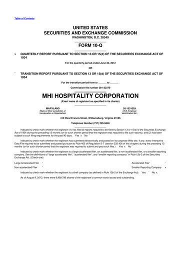 Miniature Sotherly Hotels 10-Q Rapport trimestriel 2012 