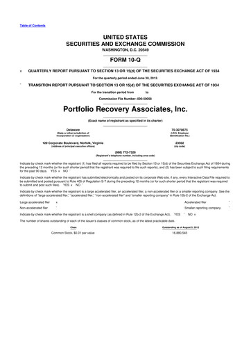 Thumbnail PRA Group
 10-Q Quarterly Report FY2012 