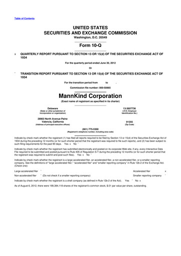 Thumbnail MannKind Corp 10-Q Quarterly Report FY2012 