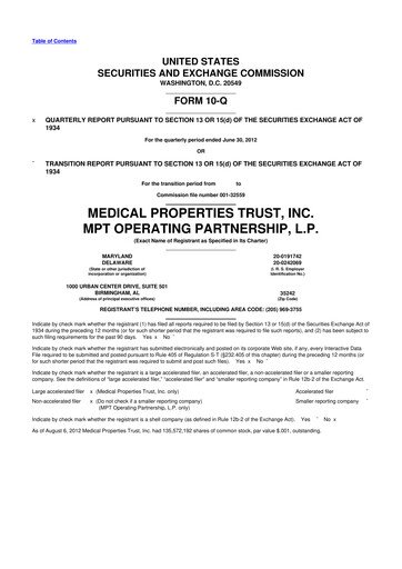 Vorschaubild Medical Properties Trust
 10-Q Quartalsbericht  